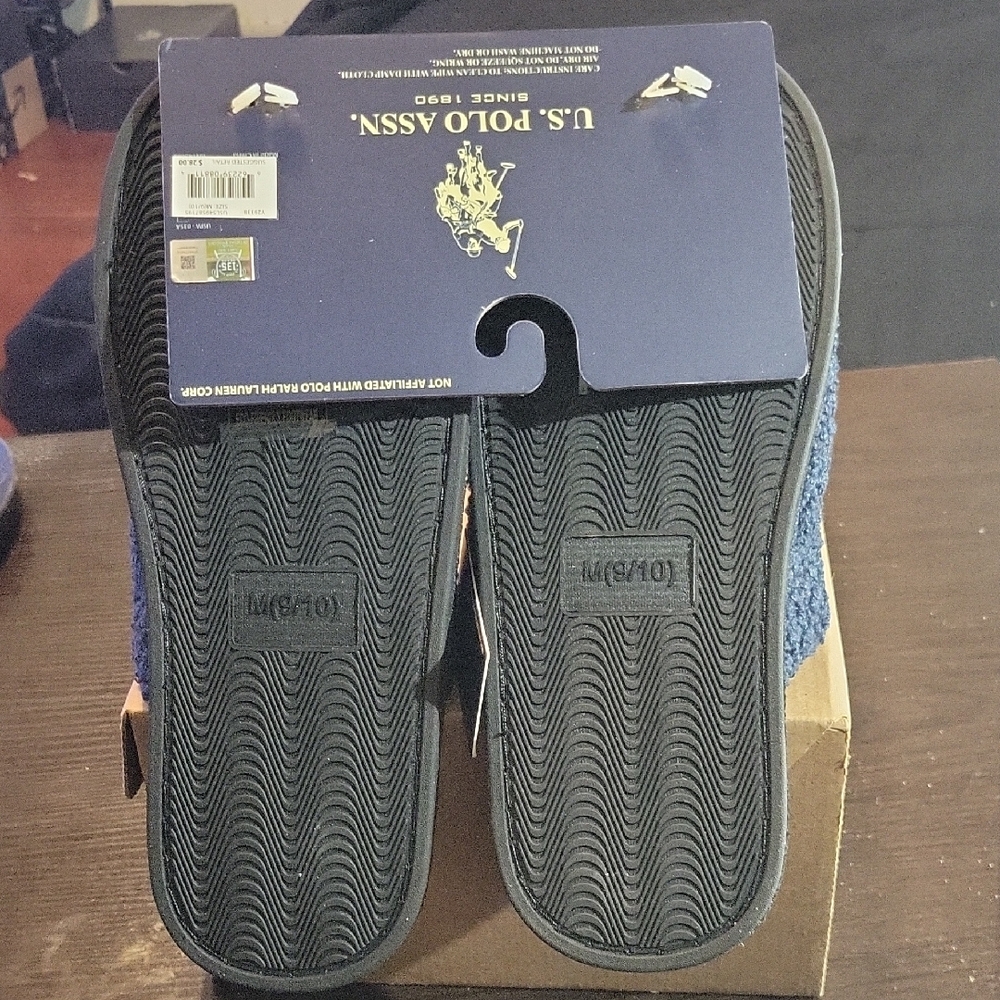 U.S. Polo Assn. Sherpa Slip-On Slippers "Navy Blue" M9/10/W10.5/11.5 NWT - Picture 6 of 6